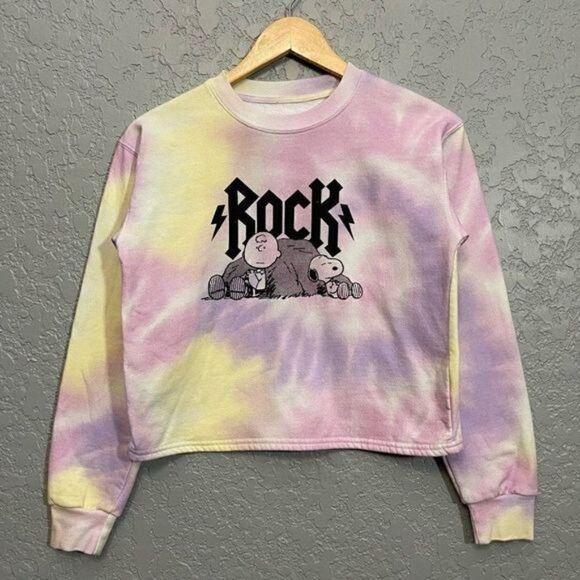 Peanuts Snoopy & Charlie Brown Rock Out Tie Dye Sweatshirt - Picture 2 of 10